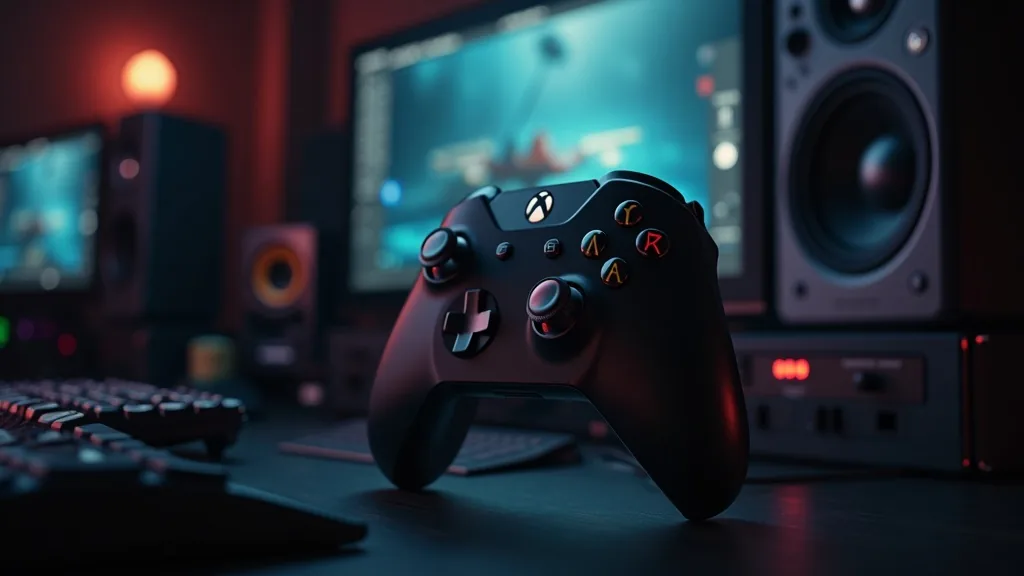 Xbox controller next to a headset with capture settings on screen